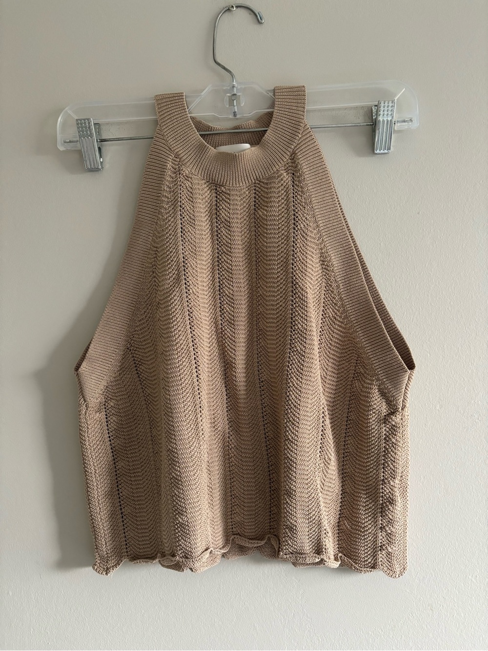 Wilfred aritzia beige knit halter crop top